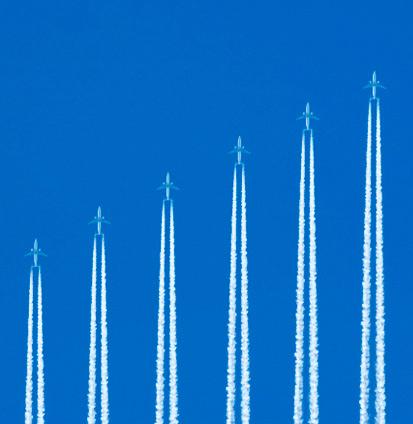 Jets flying in upward formation